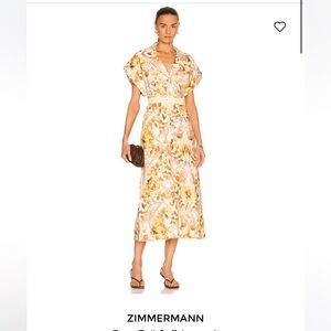 Zimmermann Rosa roll cuff jumpsuit in cream peony floral linen size 1 or‎ us 10